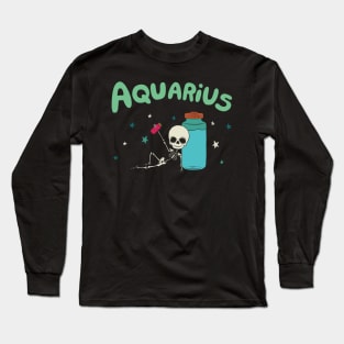 Skeleton Zodiac Signs (AQUARIUS) Long Sleeve T-Shirt